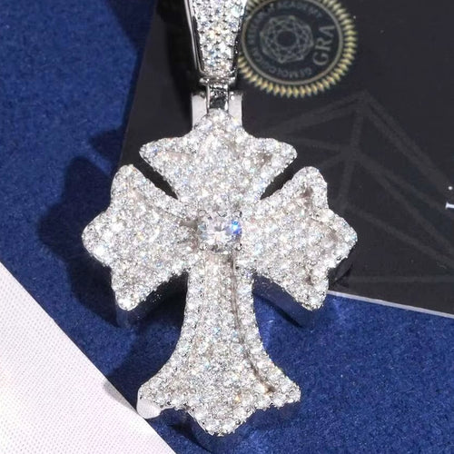 VVS Moissanite Cross Pendant – 925 Sterling Silver