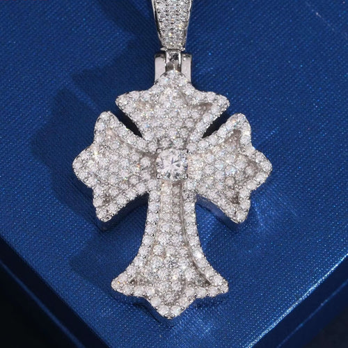 VVS Moissanite Cross Pendant – 925 Sterling Silver